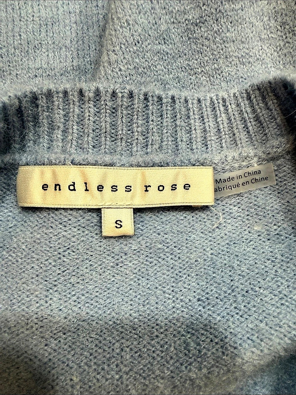 endless rose Fuzzy Ruffled Cardigan Blue Small - Picture 4 of 4